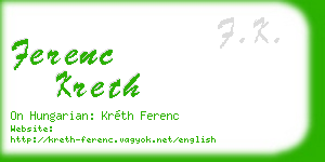 ferenc kreth business card